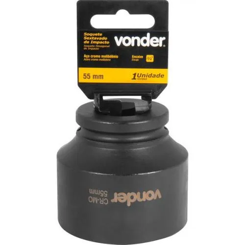 Soquete sextavado de impacto 55 mm encaixe 3/4