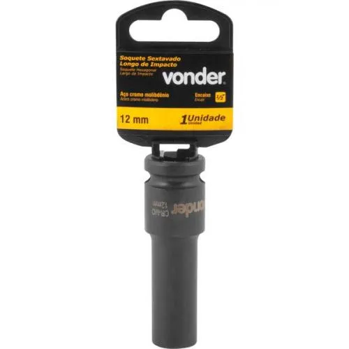 Soquete sextavado de impacto longo 12 mm encaixe 1/2