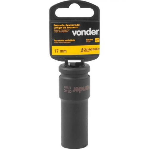 Soquete sextavado de impacto longo 17 mm encaixe 1/2 Soquete sextavado de impacto longo 17 mm encaixe 1/2