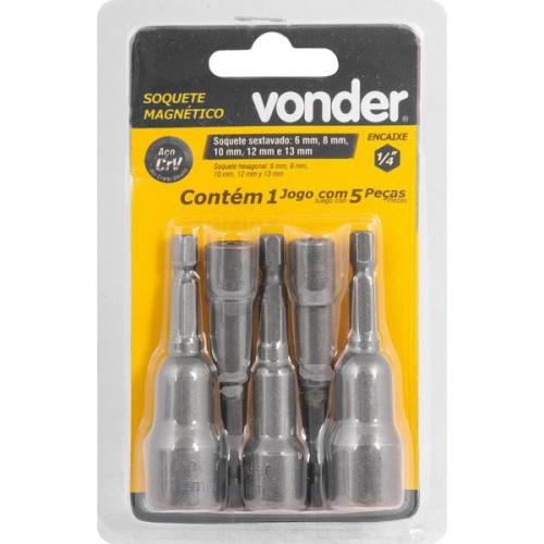 Jogo de soquete magnético 6 a 13 mm encaixe de 1/4'' com 5 peças - 3039000500 Jogo de soquete magnético 6 a 13 mm encaixe de 1/4'' com 5 peças - 3039000500