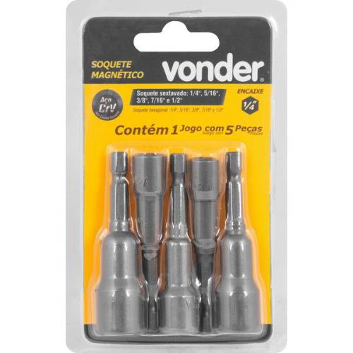 Jogo de soquetes magnéticos em polegadas ¼ a 1/2? com 5 peças Jogo de soquetes magnéticos em polegadas ¼ a 1/2? com 5 peças
