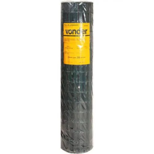 Tela alambrado verde malha 10 x 5 cm fio 2,5 mm com 1,5 x 25 m   
