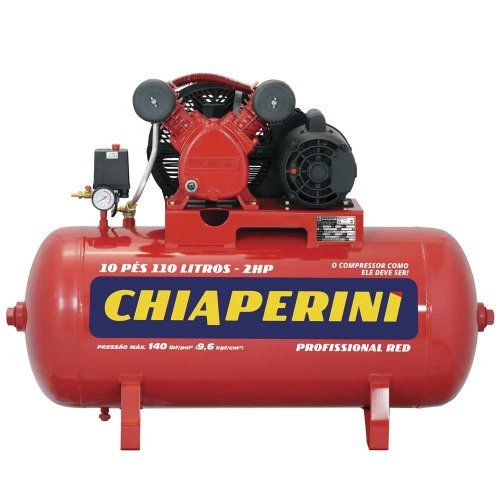 Compressor de ar 10 pés 110L 2 hp 140 libras monofásico - 10/110 RED Compressor de ar 10 pés 110L 2 hp 140 libras monofásico - 10/110 RED