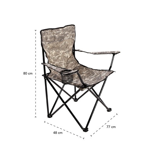 Cadeira para camping camuflada c/ braco - Araguaia 