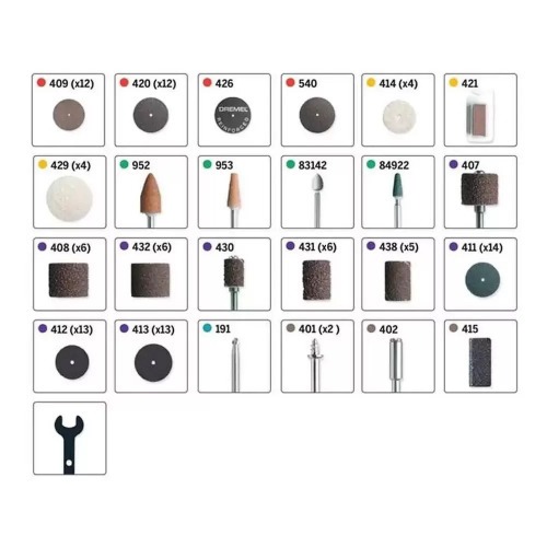 Kit de acessrios para micro retfica com 110 peas - 709 