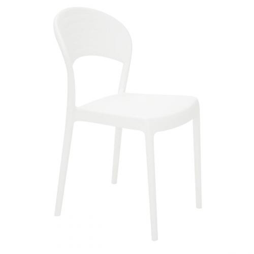 Cadeira plástica com encosto fechado branca - Sissi  Cadeira plástica com encosto fechado branca - Sissi