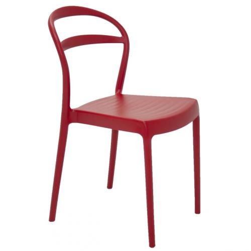 Cadeira com encosto vazado em polipropileno e fibra de vidro vermelho - Sissi 