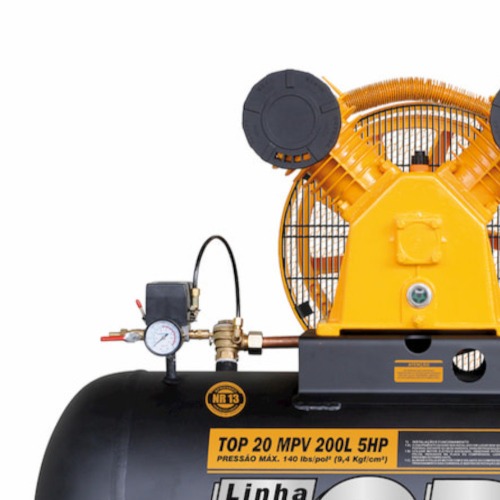 Compressor de ar 20 ps 200 litros 5 hp 140 lbs trifsico - TOP20 MPV 200L