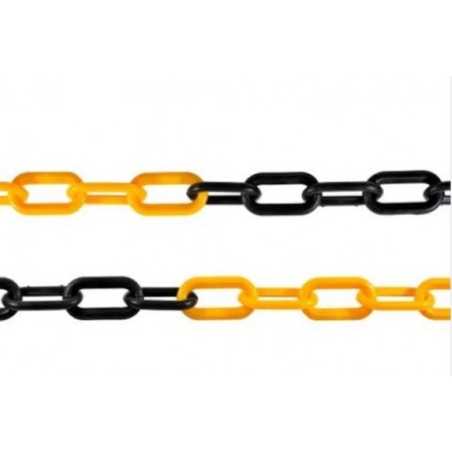 Corrente plástica amarela e preta 10 mm com 10 metros Corrente plástica amarela e preta 10 mm com 10 metros
