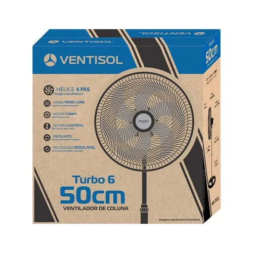 Ventilador de coluna 50 cm 6 pás oscilante - TURBO  110V