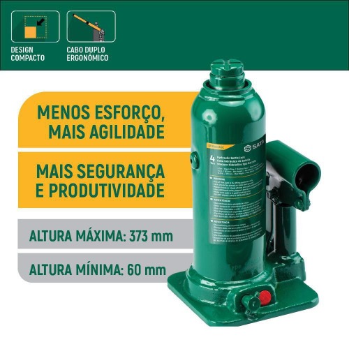 Macaco hidrulico tipo garrafa capacidade de 4 toneladas - 97802A