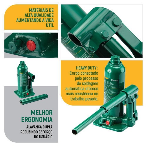 Macaco hidrulico tipo garrafa capacidade de 4 toneladas - 97802A