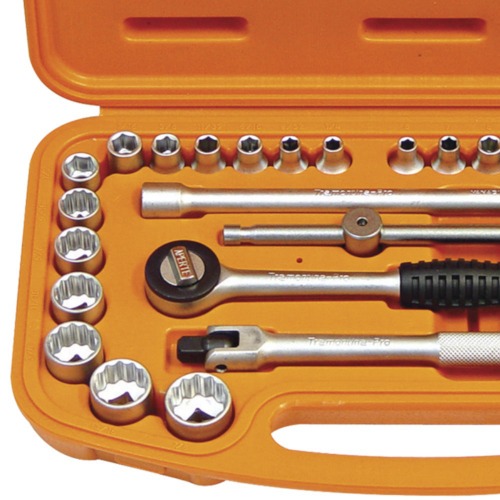 Jogo de soquete estriado e sextavado de 9 a 19 mm x 1/4