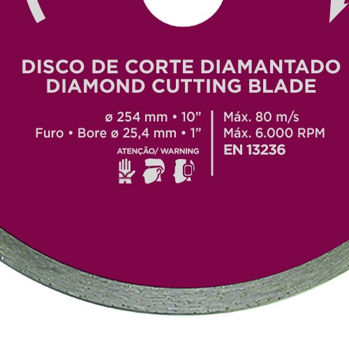 Disco diamantado contínuo 250 mm para cerâmica - profissional plus Disco diamantado contínuo 250 mm para cerâmica - profissional plus