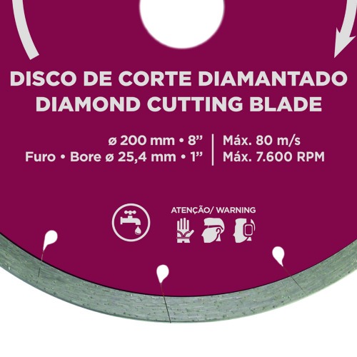 Disco diamantado liso 200 mm para piso pisos - 60570