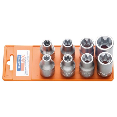 Jogo de chave soquete hexalobular fêmea e-10 a e-18 encaixe 1/2 Jogo de chave soquete hexalobular fêmea e-10 a e-18 encaixe 1/2