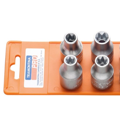 Jogo de chave soquete hexalobular fêmea e-10 a e-18 encaixe 1/2 Jogo de chave soquete hexalobular fêmea e-10 a e-18 encaixe 1/2