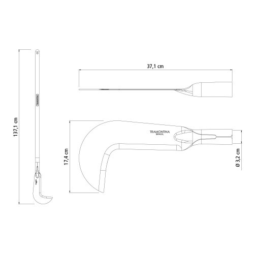 Foice roadeira cabo de madeira de 120 cm - 77600/615