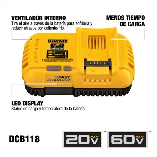 Carregador de baterias de lítio 20V e 60V Max Flexvolt- DCB118  220V