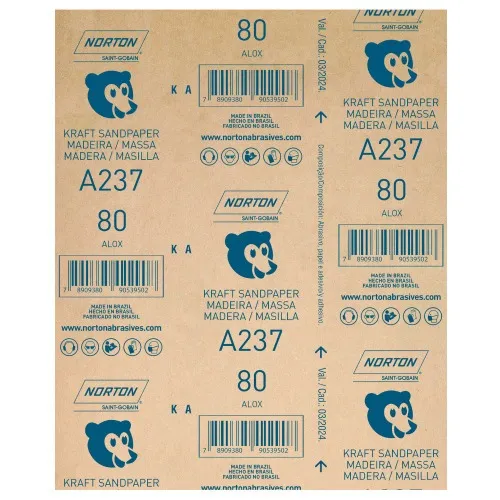 Folha de lixa para madeira e massas 225 x 275 mm - A237