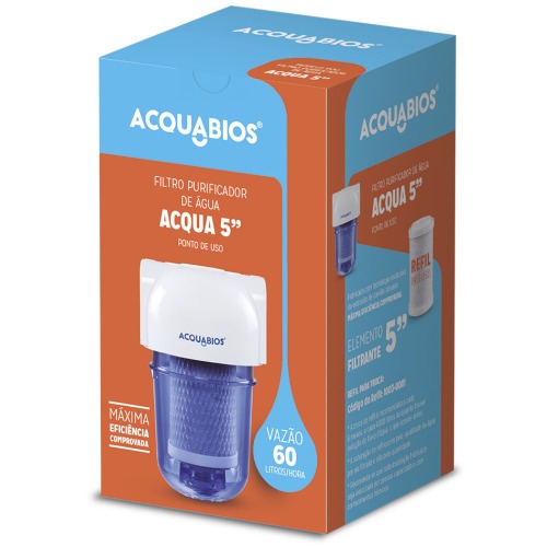 Filtro purificador de água com refil Carbon block transparente - Acqua 5 Filtro purificador de água com refil Carbon block transparente - Acqua 5