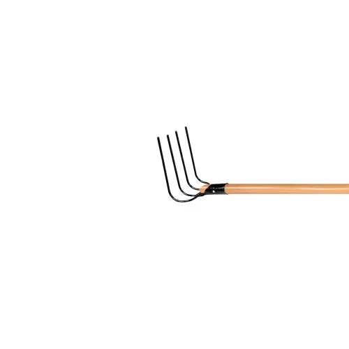 Forcado curvo de arame 4 dentes com cabo de madeira 120 cm