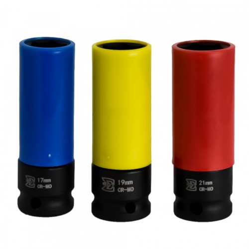 Jogo de soquete de impacto sextavado longo 17 a 21 mm 1/2