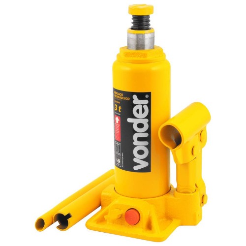 Macaco hidrulico tipo garrafa capacidade de 3 toneladas amarelo