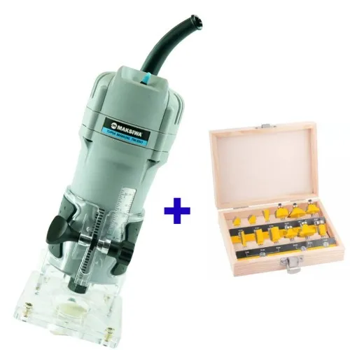Tupia manual 500W TM.550 + Jogo de fresas para madeira com 12 peças  220V