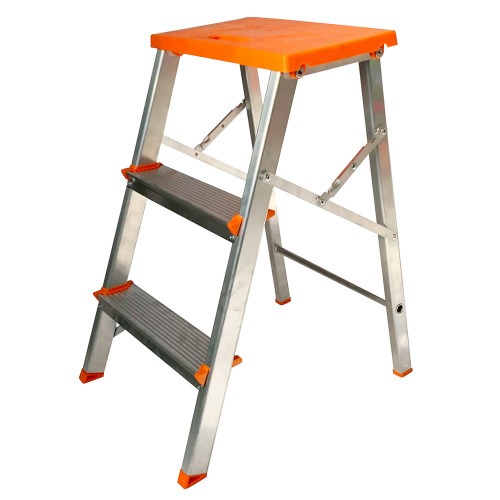 Escada banqueta de alumínio 2 degraus + patamar - BAQ003 Escada banqueta de alumínio 2 degraus + patamar - BAQ003