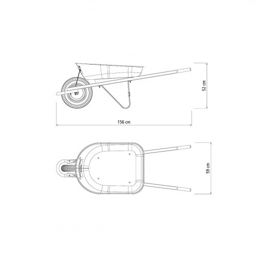 Carrinho de mo com caamba metlica rasa 50L brao de madeira