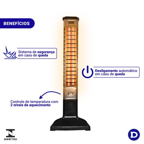 Aquecedor el�trico vertical 1200 watts - Anex Quartz  110V