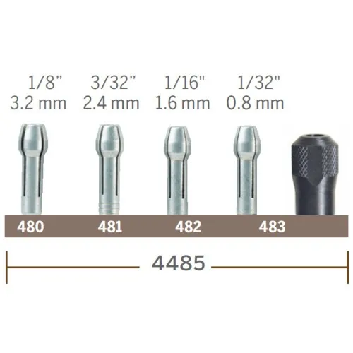 Kit com 4 pinças e 1 porca para Micro Retífica - 4485