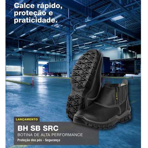 Botina em microfibra com elstico biqueira composite preta - BH SB SRC