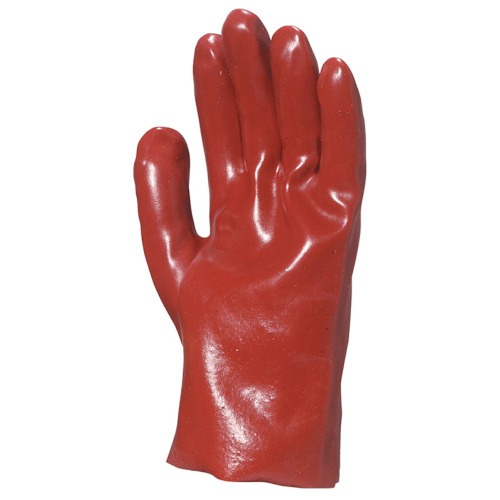 Luva de pvc lisa com forro de algodão 27 cm vermelha GG Luva de pvc lisa com forro de algodão 27 cm vermelha GG