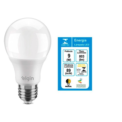 Lmpada led bulbo 9W 810 lmens branca fria - A60  110V/220V