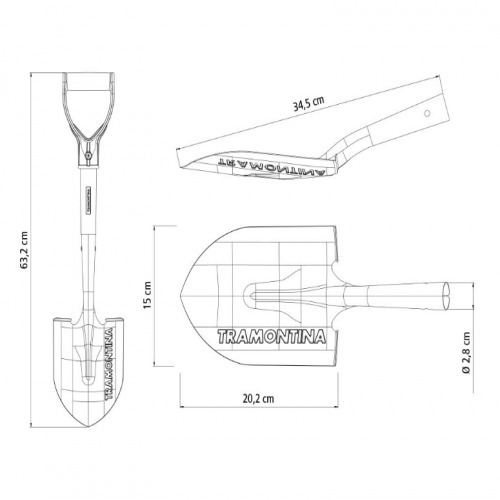 Pá de bico pequena com cabo de madeira 45 cm  Pá de bico pequena com cabo de madeira 45 cm