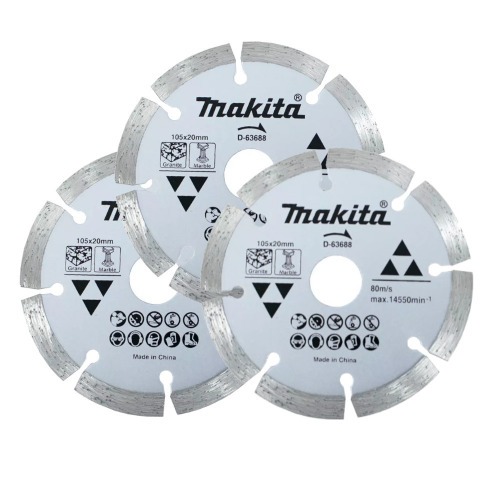 Kit 3 Discos diamantados segmentado 105 mm para m�rmore e granito - D-63688