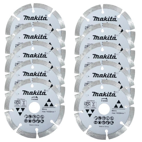 Kit 10 Discos diamantados segmentado 105 mm para mármore e granito - D-63688 Kit 10 Discos diamantados segmentado 105 mm para mármore e granito - D-63688