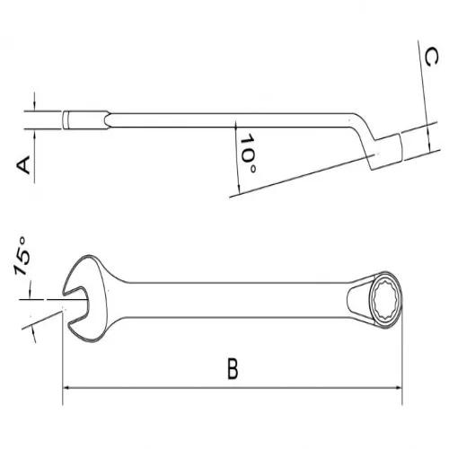 Chave combinada 8 mm aço cromo vanádio com cartela