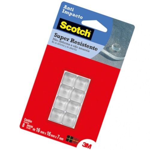 Protetor adesivo anti-impacto quadrado 16 mm com 8 unidades