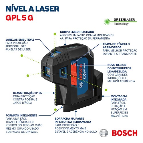 Nvel a laser verde 5 pontos alcance 30 metros -  GPL 5 G