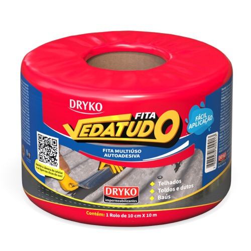 Fita manta asfáltica auto adesiva aluminizada multiuso 10 cm x 10 m - VEDATUDO Fita manta asfáltica auto adesiva aluminizada multiuso 10 cm x 10 m - VEDATUDO