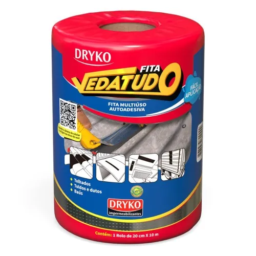 Fita manta asfáltica auto adesiva aluminizada multiuso 20 cm x 10 m - VEDATUDO