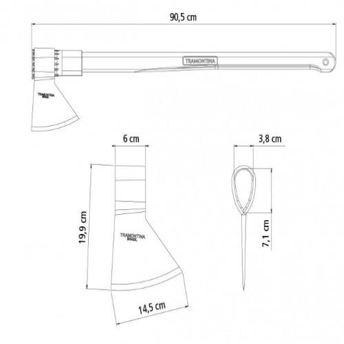 Machado com cabo de madeira 90 cm