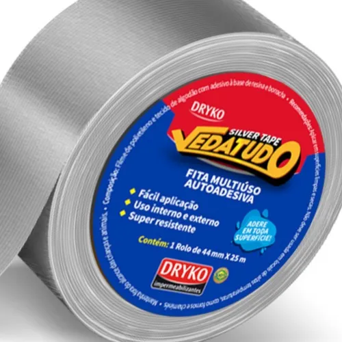 Fita adesiva 44 mm x 25 m - Silver tape Vedatudo
