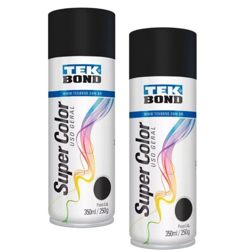 Kit 2 tintas spray preto fosco de uso geral 350 ml
