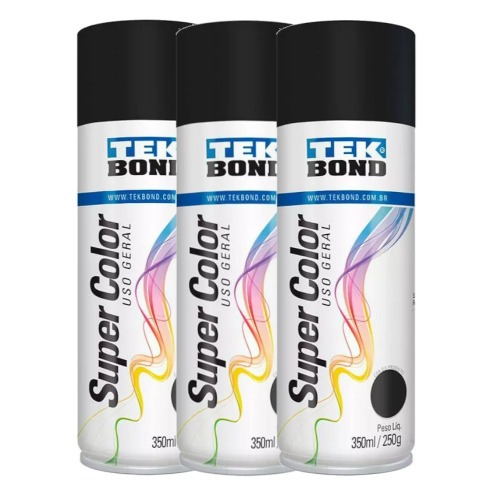 Kit 3 tintas spray preto fosco de uso geral 350 ml Kit 3 tintas spray preto fosco de uso geral 350 ml