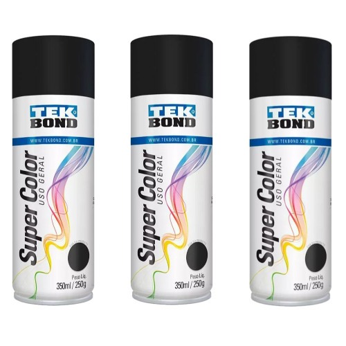 Kit 3 tintas spray preto fosco de uso geral 350 ml Kit 3 tintas spray preto fosco de uso geral 350 ml