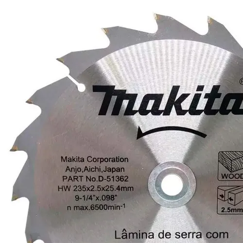 Disco de serra metal duro 235 x 25,4 x 20 Dentes - D-51362 - Makita